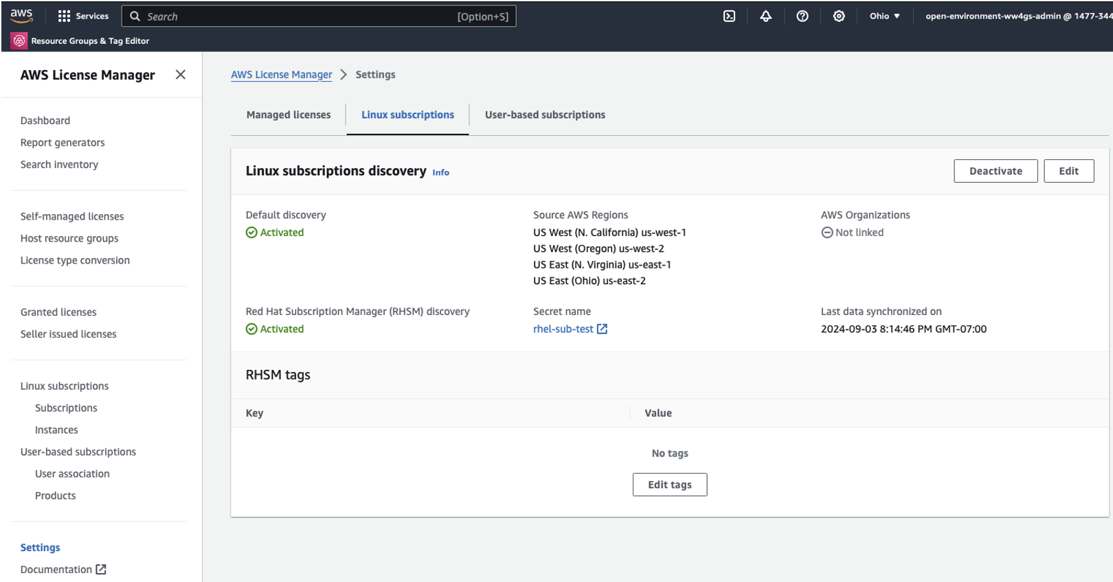 Subscription Discovery activated